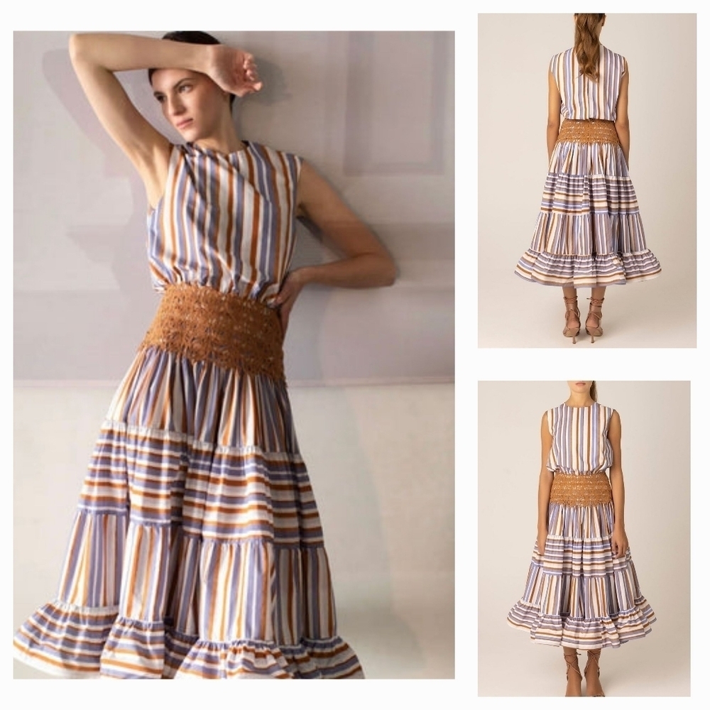 Silvia Tcherassi Striped Dress in Blue and Brown